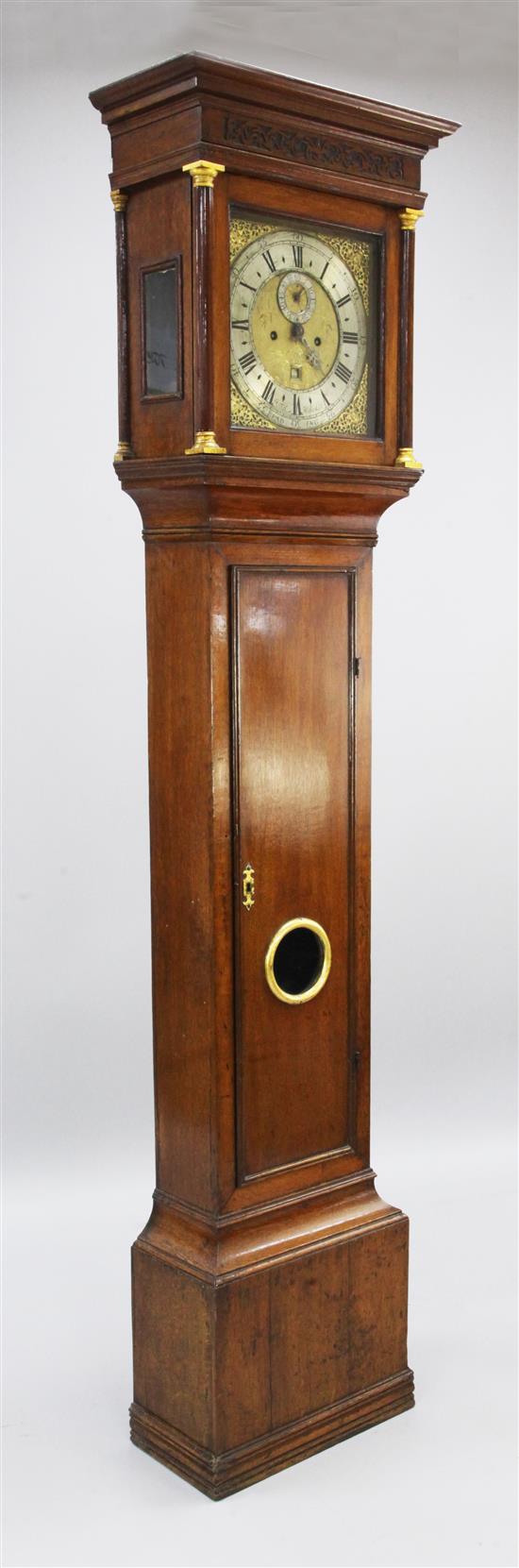 John Hocker of Reading. A George II oak eight day longcase clock, 6ft 10in.